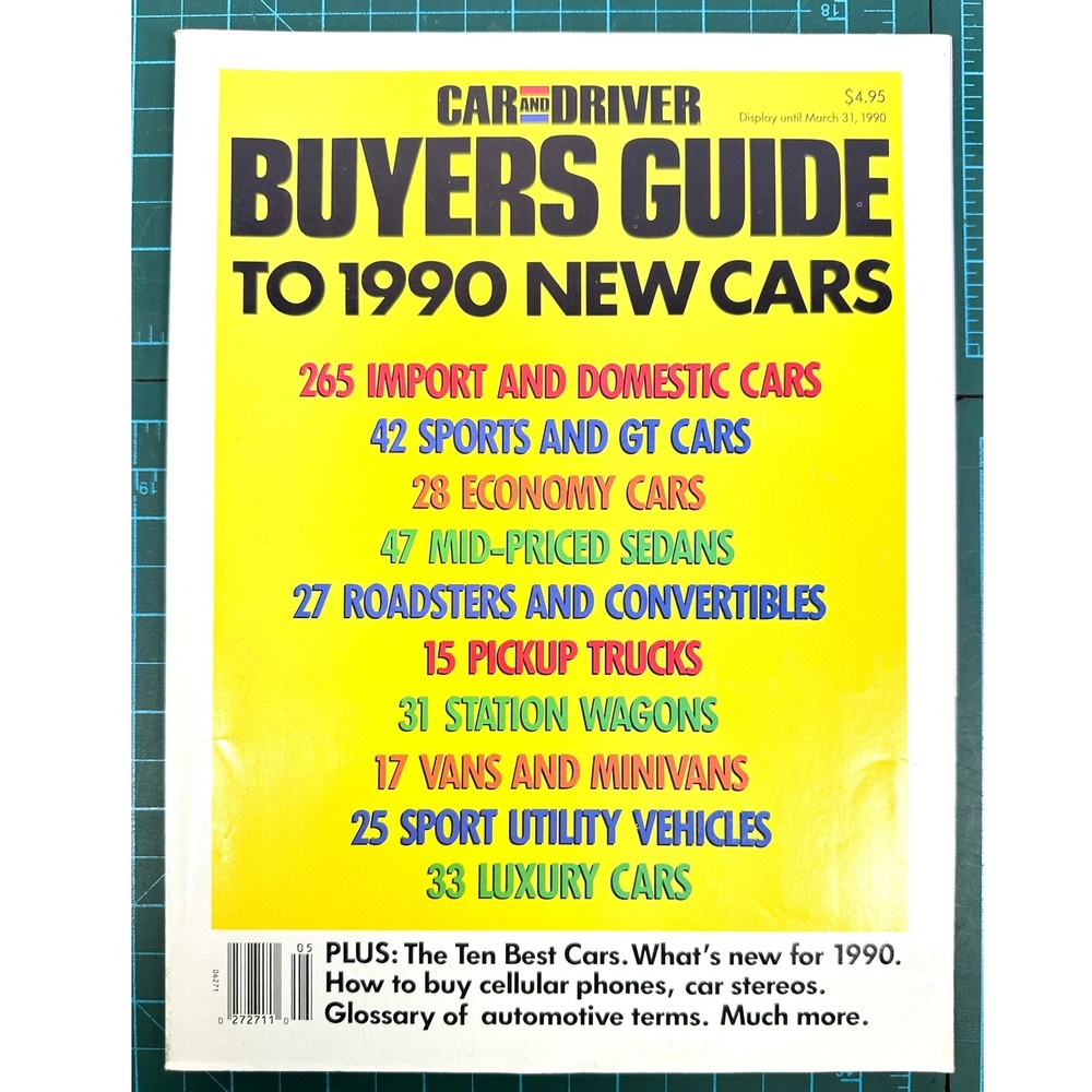 Vintage Car and Driver Buyers Guide to 1990 New Cars Magazine Automotive History